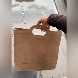 Able Taupe Suede Cutout Handle Tote